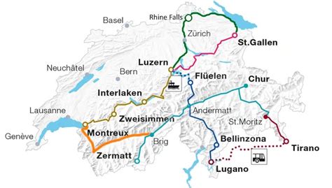 Map of Switzerland with route planner 